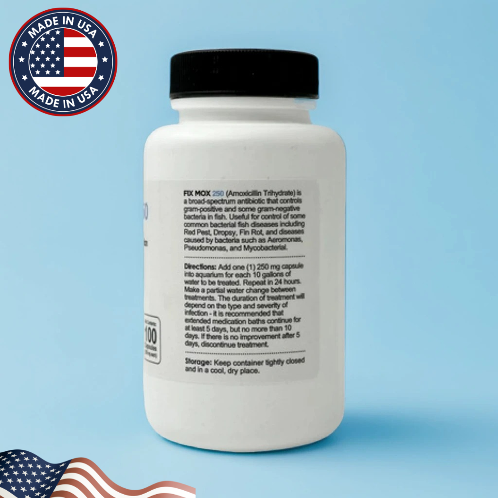 Fish Mox (Amoxicillin) 250 mg 30 Capsules Fish Antibiotics